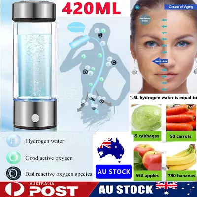 $49.98 • Buy 420ml Hydrogen Rich Alkaline Water Bottle Ionizer Generator Bottle Cup Water Mug