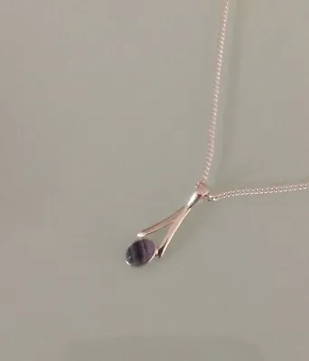 925 Sterling Silver Elegant Pendant With A Rainbow Fluorite Cabochon Necklace • £17.99