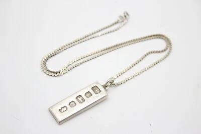 £7.50 • Buy Sterling Silver Ingot Pendant With Chain Hallmarked Sheffield 26g