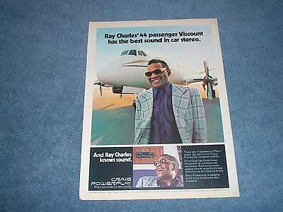 1976 Craig Powerplay Car Stereo Vintage Ad With Ray Charles & His Viscount Plane • $9.99