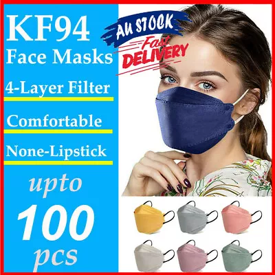 4 Layer KF94 Face Mask Comfortable 10-100PCS Filter 3D Mouth Face Masks Cover AU • $20.92