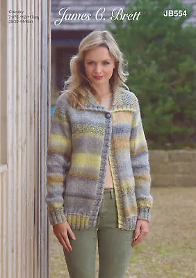 James Brett Womens Marble Chunky Knitting Pattern Long Sleeved Cardigan JB554 • £3.99