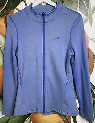 MACPAC Womens Size 10 Light Blue 100% Merino Wool Full Zip Jacket Side Pockets • £26.59