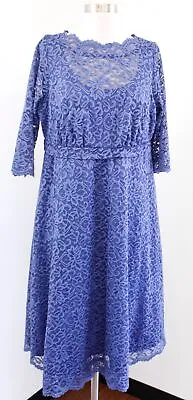 Kiyonna Blue Lace A Line Fit And Flare Evening Party Dress Size 1 1X • $39.99