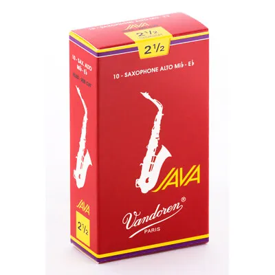 Vandoren SR2625R Alto Sax 2.5 Strength Java Red Saxophone Reeds Box Of 10 • $29.95