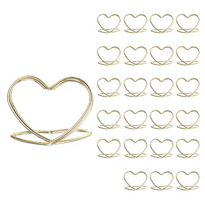 24pcs Table Number Holders 30mm Tall 35mm Base Width Double Heart Golden • £13.85