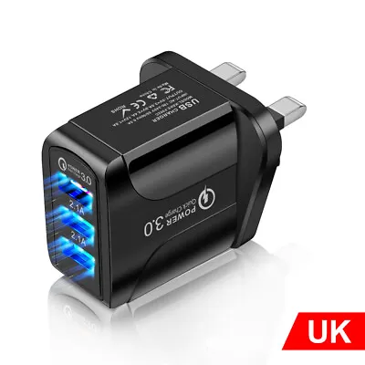 3 Multi-Port USB QC 3.0 Quick Fast Charge Hub Wall Charger Adapter UK Plug New • £6.79
