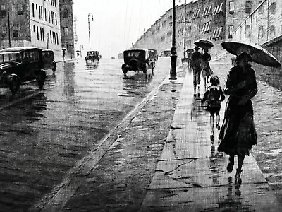 Martin Lewis - Rainy Day Queens New York City 1930s - 17  X 22  Fine Art Print • $79.99