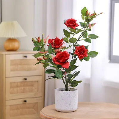 Large Artificial Red Rose Tree In Pot Fake Flower Plant Outdoor HomeOffice Decor • £16.95