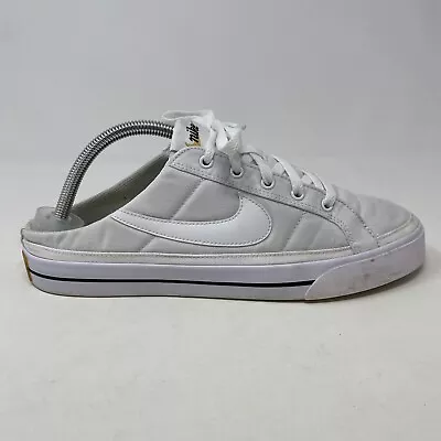 Nike Court Legacy Mule Women's Size 10.5 US White Canvas Casual Slip On Shoes • £26.55