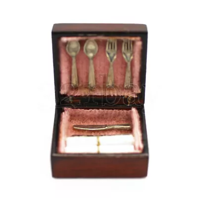 Dollhouse And Miniature Cutlery Sets In Miniature Box Knife Forks Kitchen 1to12 • $4.85