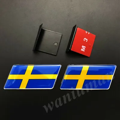 2pcs Sweden Flag Car Front Grille Grill Emblem Badges Decal Sticker Gift Saab • $12.90