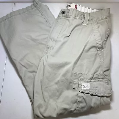 Levis Mens 38X30 Tan Khaki Brown Loose Straight Cargo Pants Red Tab Jeans • $19.94