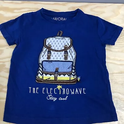 Mayoral Boys 2 2t Blue T-Shirt Appliqué Electrowave Spain Euro A3 • $10