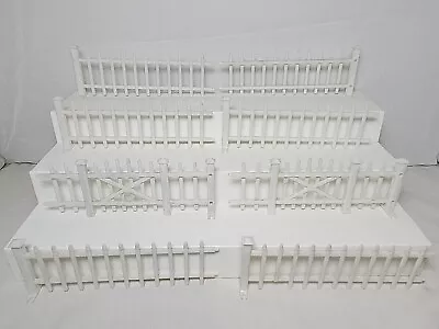 Vtg PLASTICVILLE 1-C White Picket Fence 6  X 2 1/4  Lot Of 8 Pcs Inc 2 Gates • $6.50