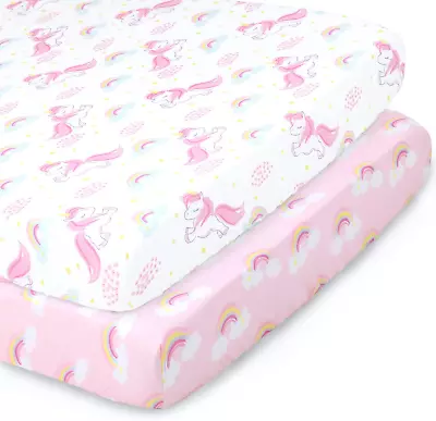 The Peanutshell Mini Crib Sheet Set For Baby Girls - 2 Pack Set For Mini Crib P • $28.74