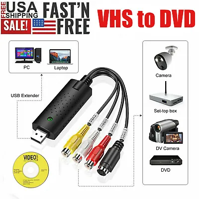 USB 2.0 Audio Video VHS VCR To DVD Converter Capture Card Adapter Digital Format • $9.85