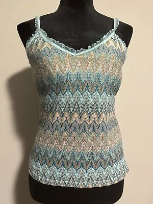 EUC Moda International Blue And Orange Lacy Patterned Tank Size Large  • $20