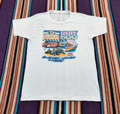 Vintage 1985 Indy 500 Greatest Spectacle In Racing Single Stitch USA T Shirt XL • $29.99