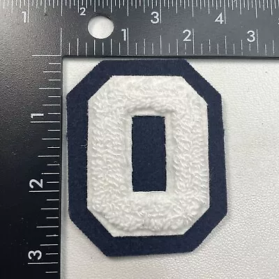 $6.99 • Buy Almost 3” Chenille White & Dk Blue Number 0 Letter Jacket Patch Letterman 00SN