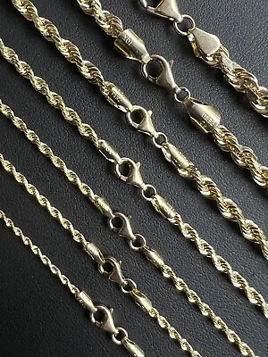 Men's Women's Real 10k Yellow Gold Solid Rope Chain Necklace 1.5mm-6mm • $189.86