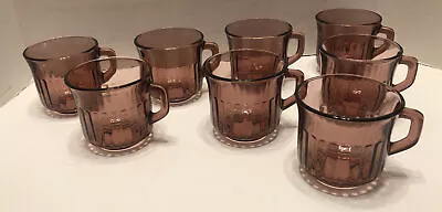 8x Purple Amethyst Glass Ribbed Coffee Cups Mexico Numbered Read All • $57