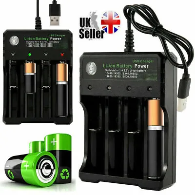 4 Slot Intelligent USB Battery Charger 3.7 1.2V For 14500 18350 Li-ion. • £8.49