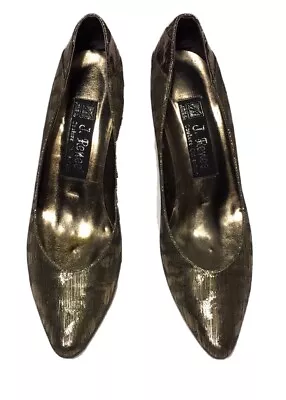 J. Renee Couture Heels Size 8 Evening Metallic Gold Cocktail Party Shoes • $16.99