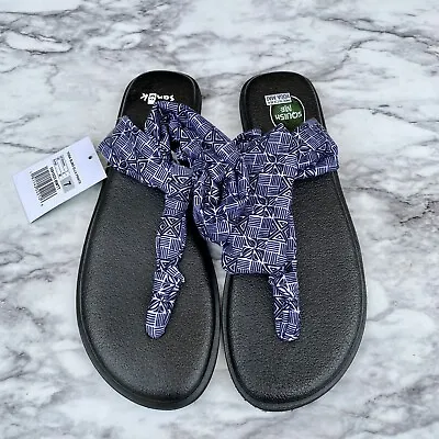 NWT Sanuk Yoga Sling Ella Geometric Prints Thong Slingback Flip Flop Sandals 7 • $14.90