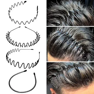 Women Men Metal Headband Wavy Design Flexible Hair Hoop For Outdoor Sports • $6.84