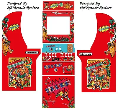 Arcade1Up Donkey Kong 3 DK3 Side Art Arcade Cabinet Kit Artwork Graphics Decals • $319