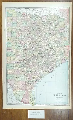 Vintage 1902 EAST TEXAS Map 14 X22   Old Antique Original AUSTIN FORT WORTH WACO • $21.56