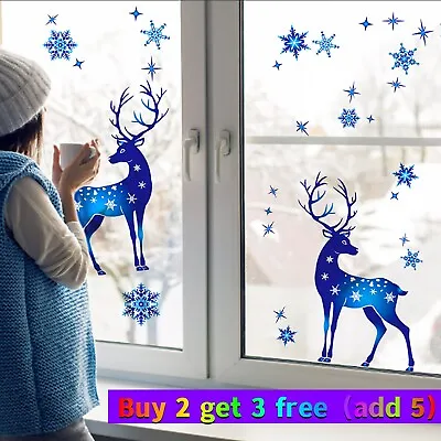 £2.73 • Buy Christmas Xmas Removable Window Sticker Clings Decal Decor(Blue Reindeer) UK