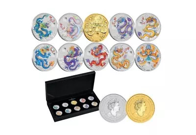 2024 Australia DRAGON SILVER 10 Coin Set 10 X 1/2 Oz All Colors NEW Total 5 Oz • $494