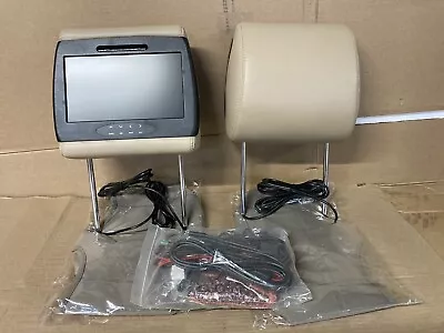 9” DVD TAN/BEIGE LEATHER HEADRESTS MD9 MYRON&DAVIS 7”post SRX • $295