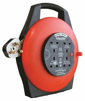 10M CABLE EXTENSION REEL LEAD With 4 WAY SOCKET HEAVY DUTY 240V 13AMP • £17.99