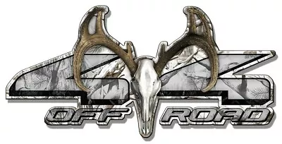4x4 OFF ROAD Truck Side Deer Skull Decals BUCK SKULL SNOW CAMO 10  A-007W-BU • $13.50