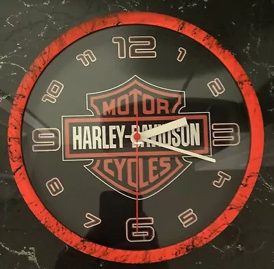 Harley-Davidson Shield Bright Orange Design 9” Wall Clock • $34