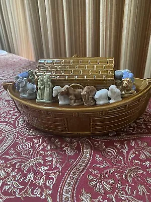 Vintage WADE England Ark With 14 Animals One Noah & Wife Ceramic Figure Bible  • $130