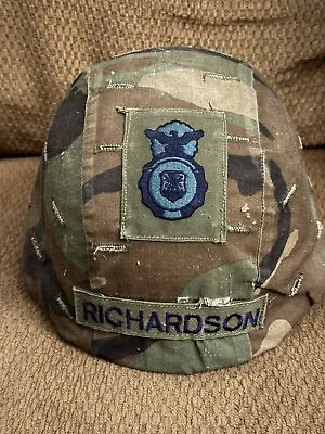 Vintage Original USAF Woodland Camo Air Police PASGT Helmet Named MP • $219.99