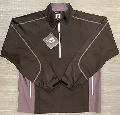 Footjoy Jacket Windshirt Half Zip Golf Pullover Mens XL Long Sleeve Black Gray • $69.99