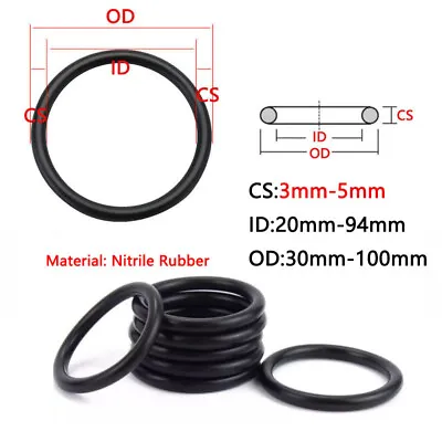 10 Pcs O-Ring Nitrile Rubber Black Oil Sealing Gasket Metric CS 3-5mm ID 20-94mm • £3.52