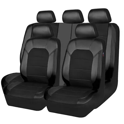 Full Set Car Seat Cover PU Leather Front Rear Cushion Protector Accessories 9Pcs • $66.66