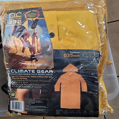 Rain Coat & Hood SZ M Yellow Climate Gear Weather Resistant Work Gear .35mm • $11.99