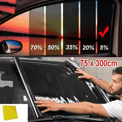 Window Tint Film Black Roll 5%VLT Car Auto Home 75cm X 300cm Tint Tools UV-Proof • $8.89