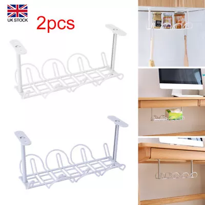 £6.87 • Buy 2 Packs Cable Management Tray 32cm Under Desk Cable Organizer For Wire Heavy New