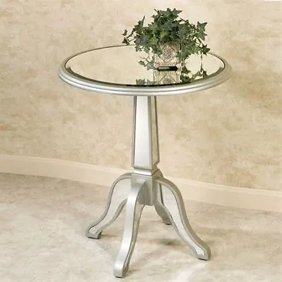 Bila Mirrored Pedestal Table Silver Gray • $229.99