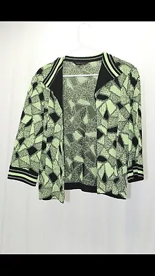 Ming Wang Front Zip 3/4 Sleeve Designer Cardigan Sweater Sz XL • $50