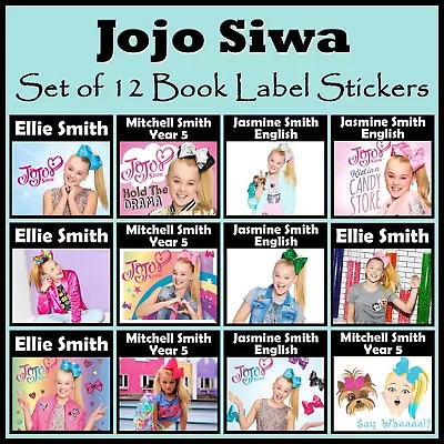 $7 • Buy Personalised Jojo Siwa Book Label Stickers, Set Of 12 - Any Text - Gift - School