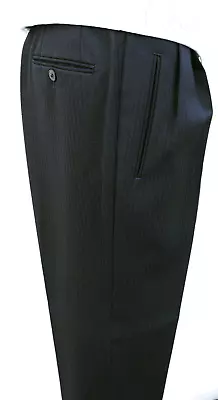£19.99 • Buy Mens Black Herringbone 100% Wool Masonic Wedding Evening Formal Suit Trousers
